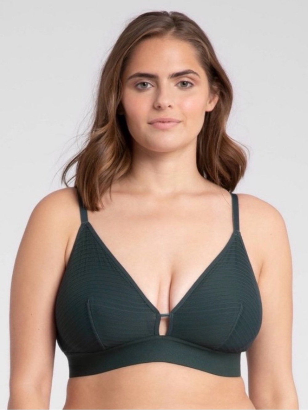 LIVELY The Busty Stripe Mesh Bralette in Emerald Green, SZ S NWOT